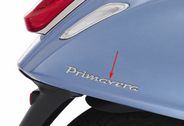 sticker Piaggio origineel woord [primavera] 15cm chroom 1b000942