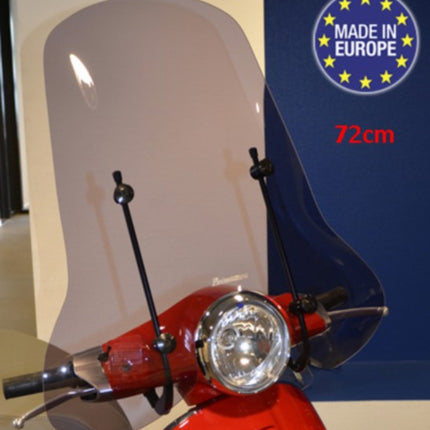 Vespa Primavera windscherm+ bev. set hoog (made in EU) mod. orig 72cm smoke
