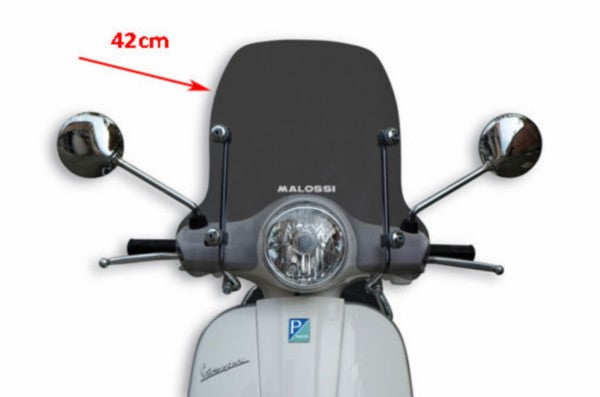 windscherm malossi met bevestigingsset smoke 42cm lx 2t, lx 4t 4516054