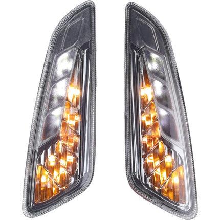 Kit clignotants DMP LED + feux de jour LED (i-get 37049) pour Vespa Primavera/Sprint noir brillant = jusqu'à épuisement du stock