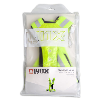 Lynx Reflectie LED sport vest USB – Volwassen / one size fits all. USB-C oplaadbaar – FK429005.YEL – productafbeelding 2