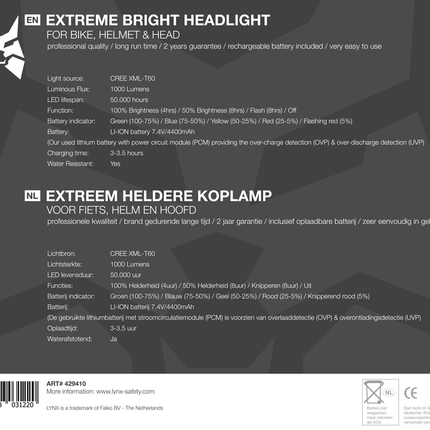 Lynx Koplamp High Power 1000 Lm – productafbeelding 4