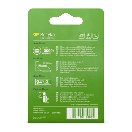 GP Oplaadbare AAA-batterijen 850mAh NiMH 4PK – productafbeelding 3