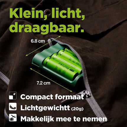 GP USB batterijlader + 4 x AA-batterijen 2100mAh NiMH – productafbeelding 5