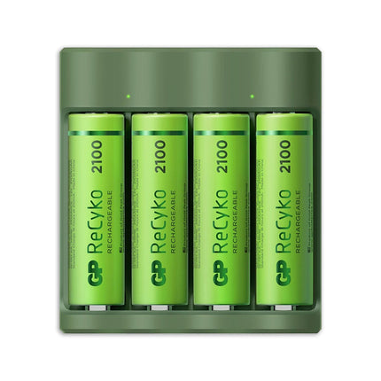 GP USB batterijlader + 4 x AA-batterijen 2100mAh NiMH