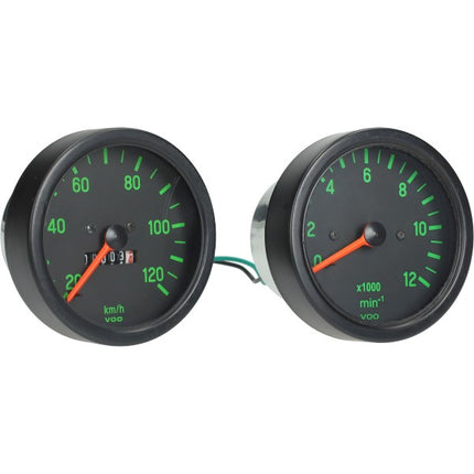 speedometer + tachometer set black/green Kreidler