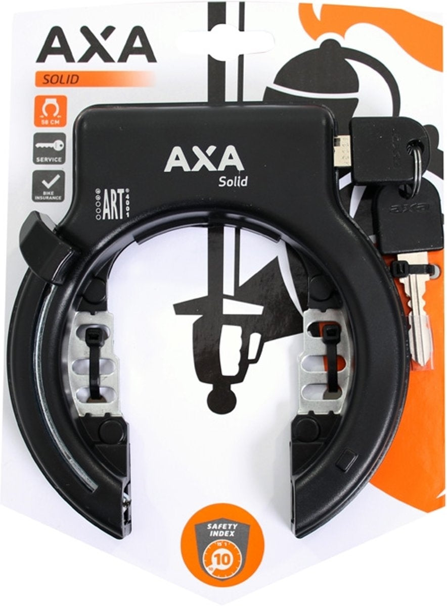 Ringslot Axa Solid Plus - met spatbordbevestiging - zwart (op kaart)