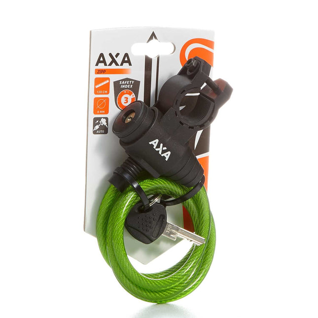 Spiraalkabelslot Axa Zipp 120/8 - groen