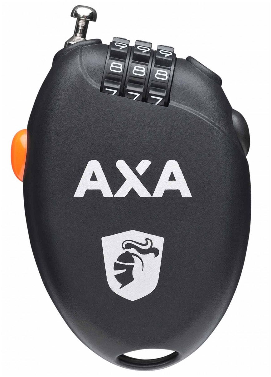 Kabelslot Axa Roll met oprolbare staalkabel 75 /1.6 mm met cijfercode - zwart