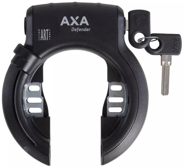Ringslot Axa Defender met Bosch 2 rack cilinder - glanzend zwart (werkplaatsverpakking)