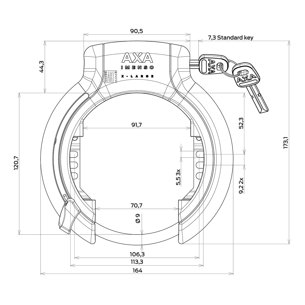 Set Ringslot Axa Imenso XL +insteekketting Axa ULC 130 + zadeltas - zwart
