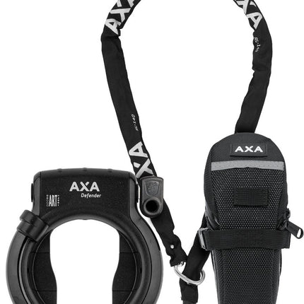 Ringslot Axa Defender met insteekketting RLC140 en zadeltas - zwart