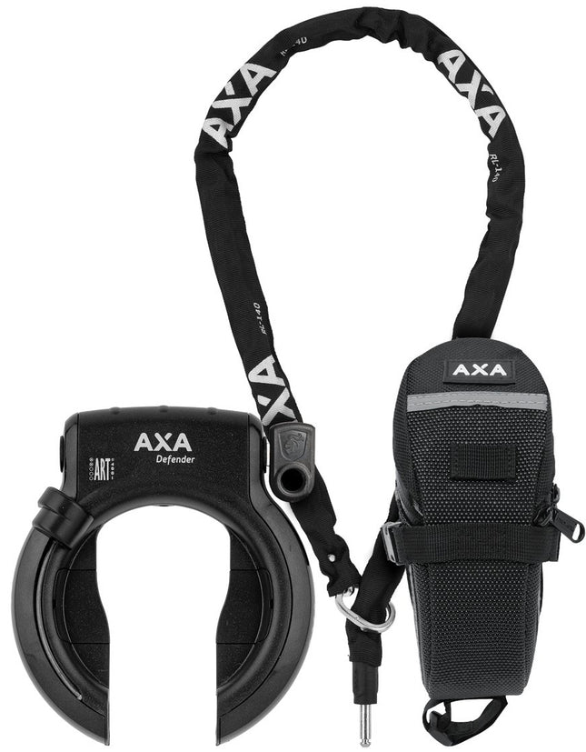 Ringslot Axa Defender met insteekketting RLC140 en zadeltas - zwart