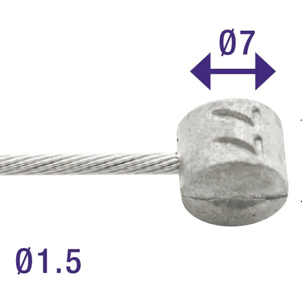 Rem binnenkabel Elvedes 2250mm RVS ø1,5mm Weinmann tonnippel (100 stuks in doos)
