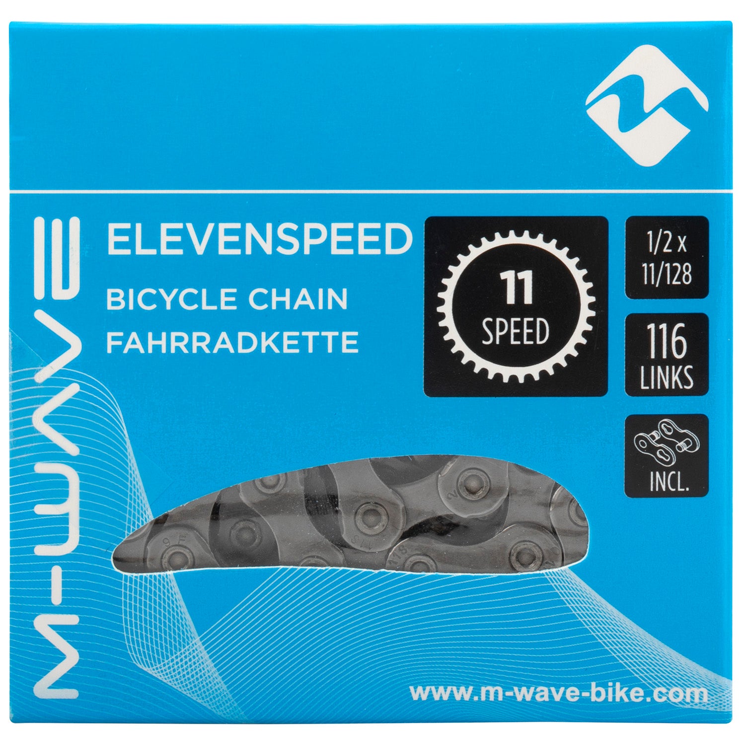 Ketting 11 speed M-Wave 1/2 x 11/128" - 116 links - inclusief sluitschakel