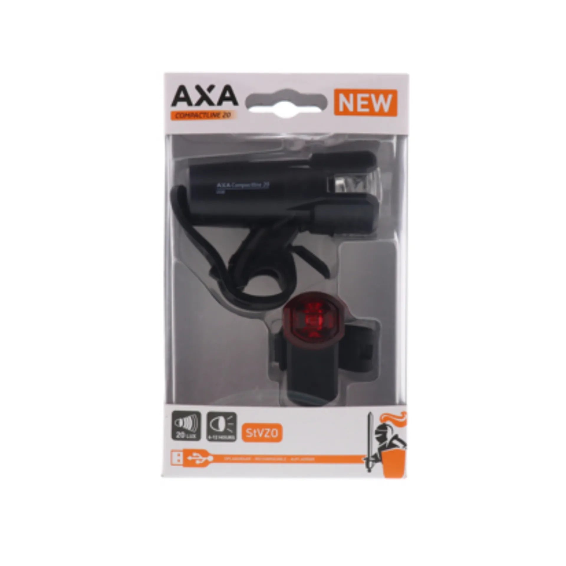 fiets verlichting - Axa Compactline 20 lux verlichtingsset Batterij