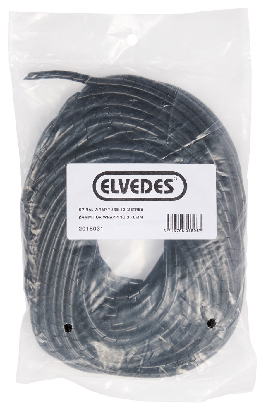 Spiraalwikkelslang ø4mm Elvedes bundel 3-8 mm (10 meter) - Zwart