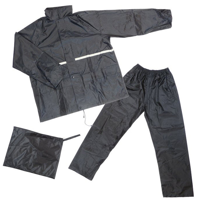 Regenpak Dresco Large - zwart met reflectie