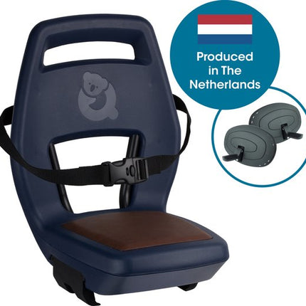 Fietsstoeltje-Qibbel Junior 6+ Fietsstoeltje Achter Bagagedrager bevestiging - Navy Blue - inclusief voetbeschermingsplaten en voetsteunen