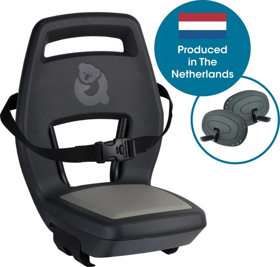 Siège vélo - Qibbel Junior 6+ Siège vélo arrière fixation porte-bagages - Gris - avec plaques de protection des pieds et repose-pieds