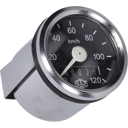 Compteur kilométrique Schmitt 120km/h 48mm noir/chrome Camino, Hercules, Maxi, Tomos, Zundapp STT43895
