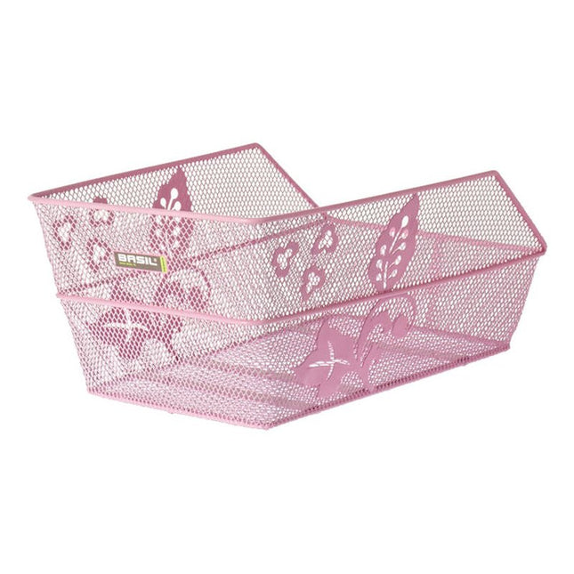 Fietsmand Basil Cento Flower met bagagedragerbevestiging 45 x 31 x 21 cm - roze