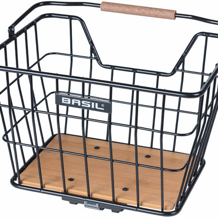 Fietsmand MIK Basil Nordland - voorop en/of achterop 23 liter 40 x 32 x 30 cm - zwart/natural bruin