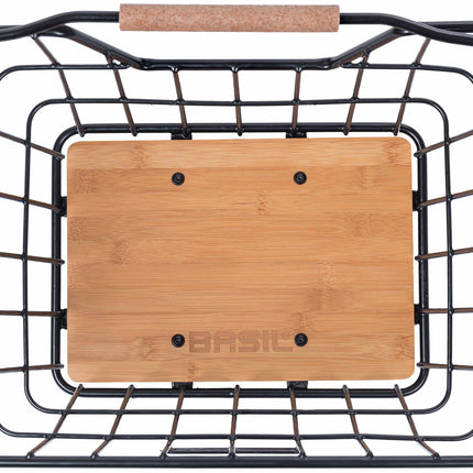 Fietsmand MIK Basil Nordland - voorop en/of achterop 23 liter 40 x 32 x 30 cm - zwart/natural bruin