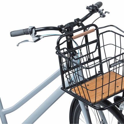 Fietsmand MIK Basil Nordland - voorop en/of achterop 23 liter 40 x 32 x 30 cm - zwart/natural bruin