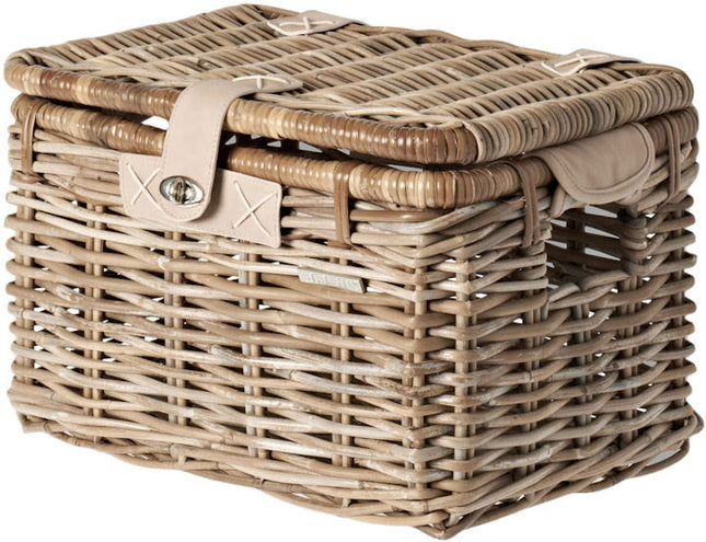 Rotan fietsmand Basil Denton medium 39 x 27 x 25 cm - nature grey