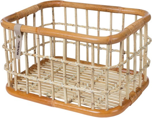 Rotan fietsmand Basil Green Life L 30 liter 46 x 35 x 28 cm - natural bruin