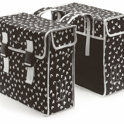 Dubbele fietstas Basil Mara XL 35 liter 37 x 15 x 44 cm - heart dots