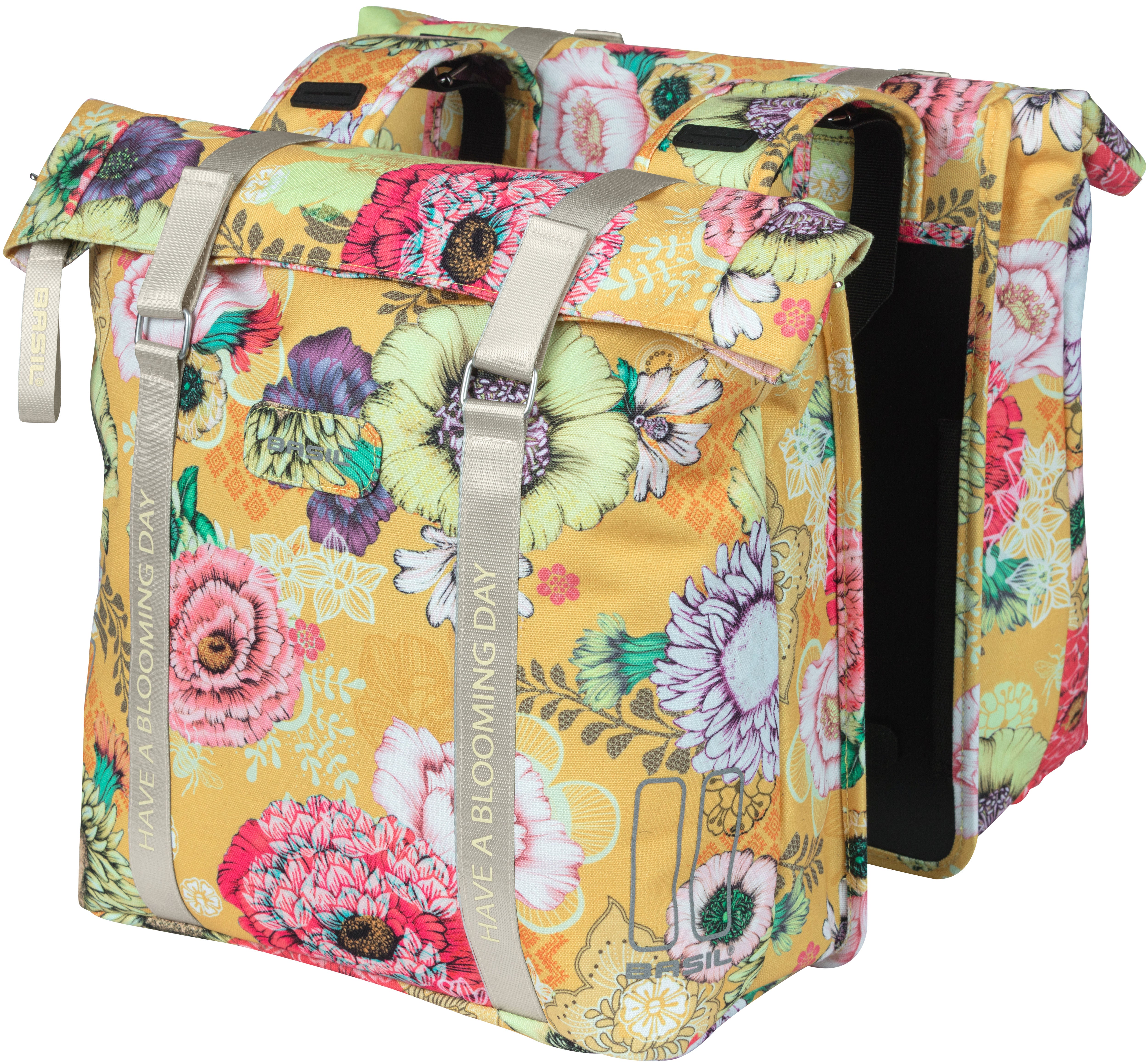 Dubbele fietstas Basil Bloom Field 35 liter 30 x 15 x 33 cm - honey yellow