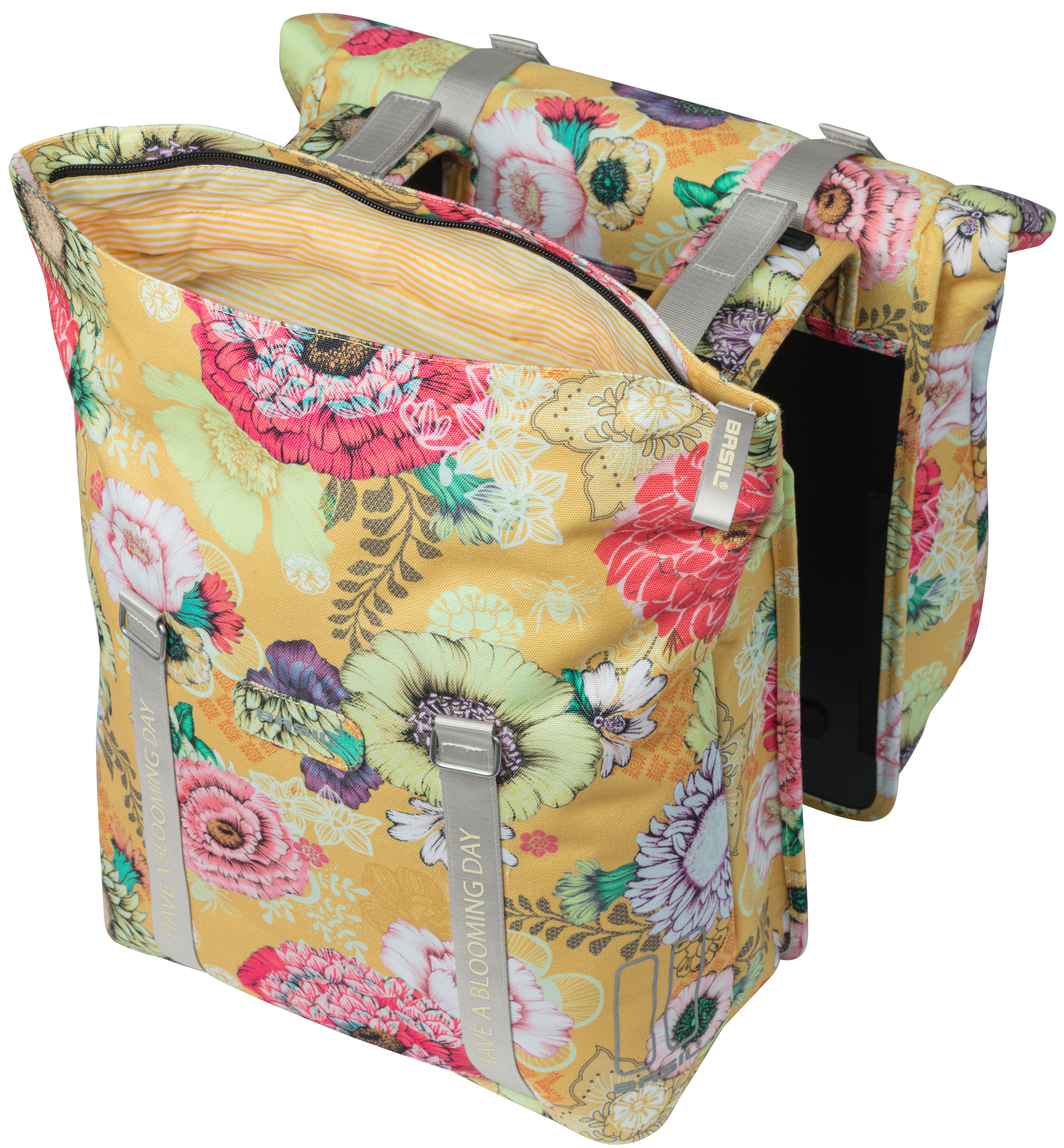 Dubbele fietstas Basil Bloom Field 35 liter 30 x 15 x 33 cm - honey yellow