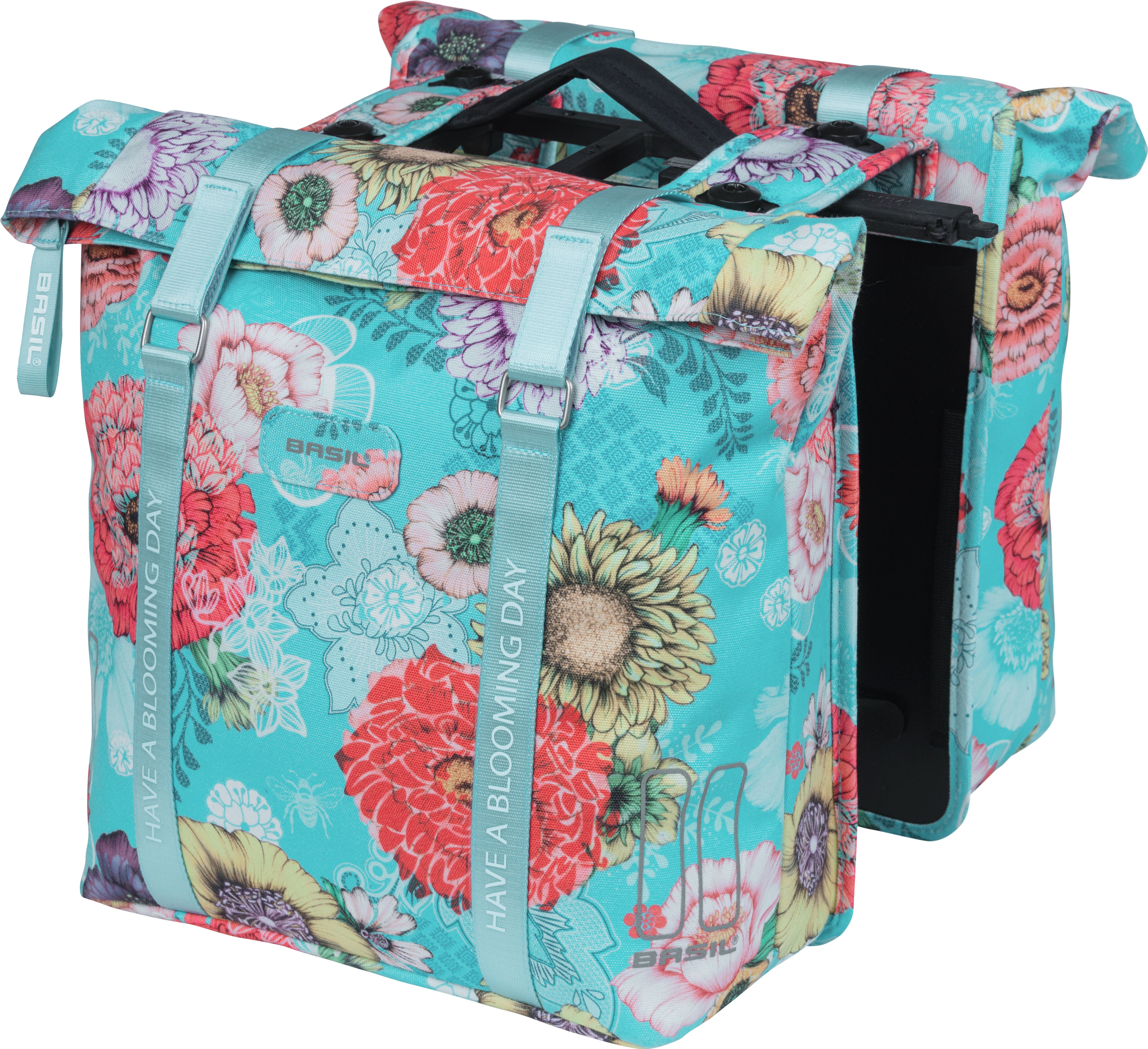 Dubbele fietstas Basil Bloom Field Double MIK 35 liter 30 x 15 x 33 cm -  sky blue