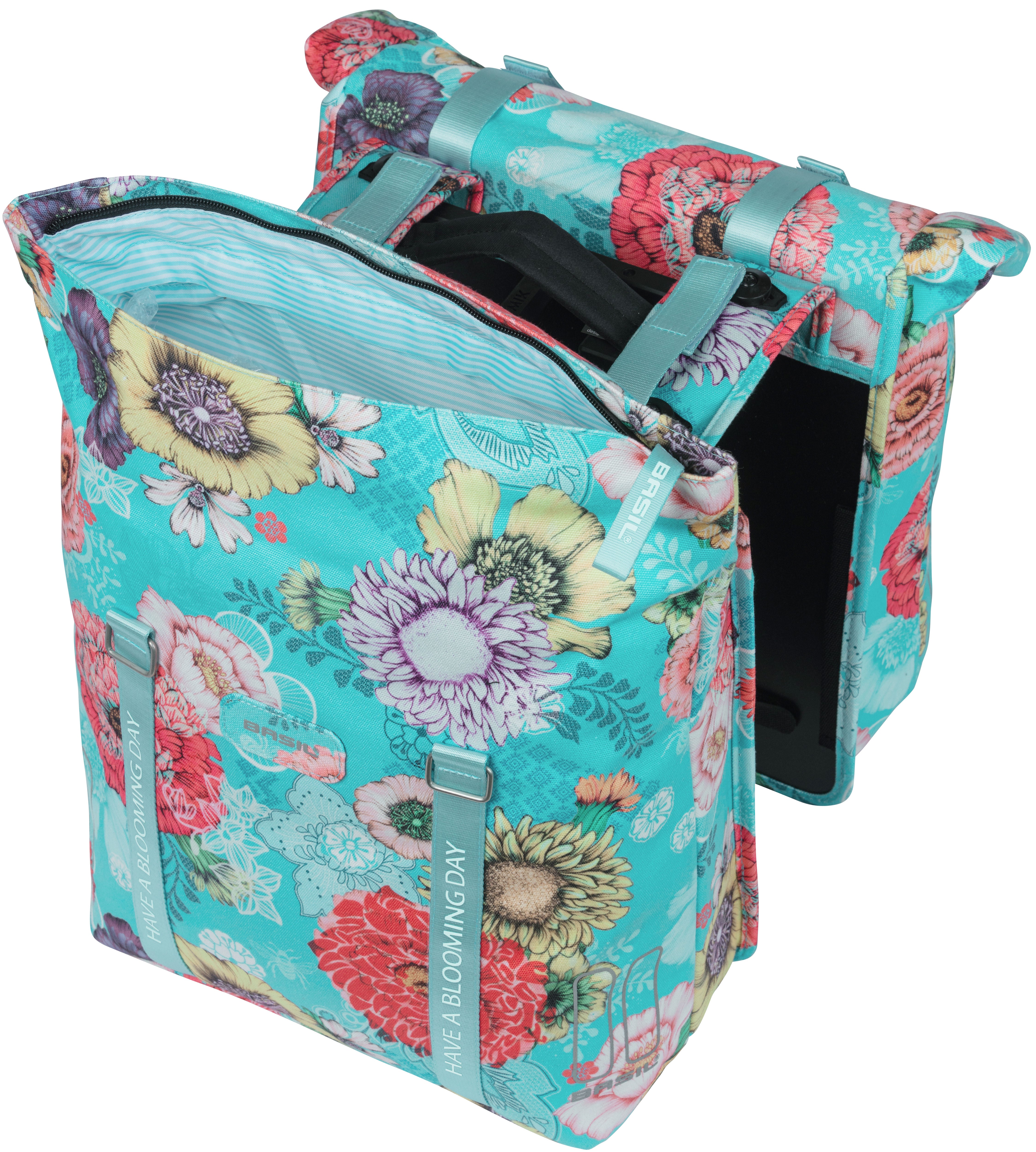 Dubbele fietstas Basil Bloom Field Double MIK 35 liter 30 x 15 x 33 cm -  sky blue