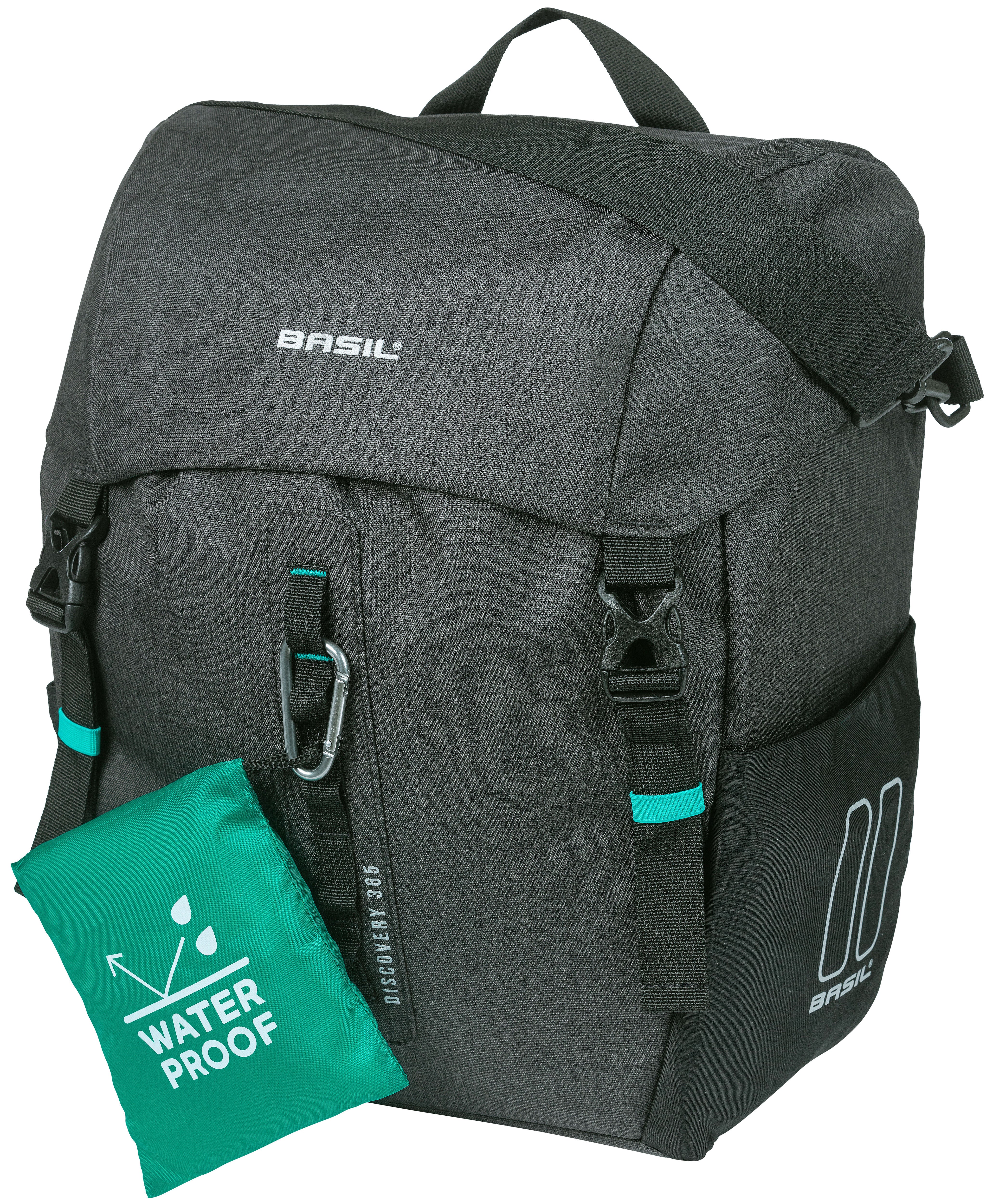 Fietstas Basil Discovery 365D L 20 liter 30 x 17 x 36 cm - zwart melee