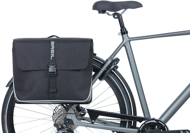 Dubbele fietstas Basil Forte MIK 35 liter 41 x 15 x 34 cm - zwart/zwart