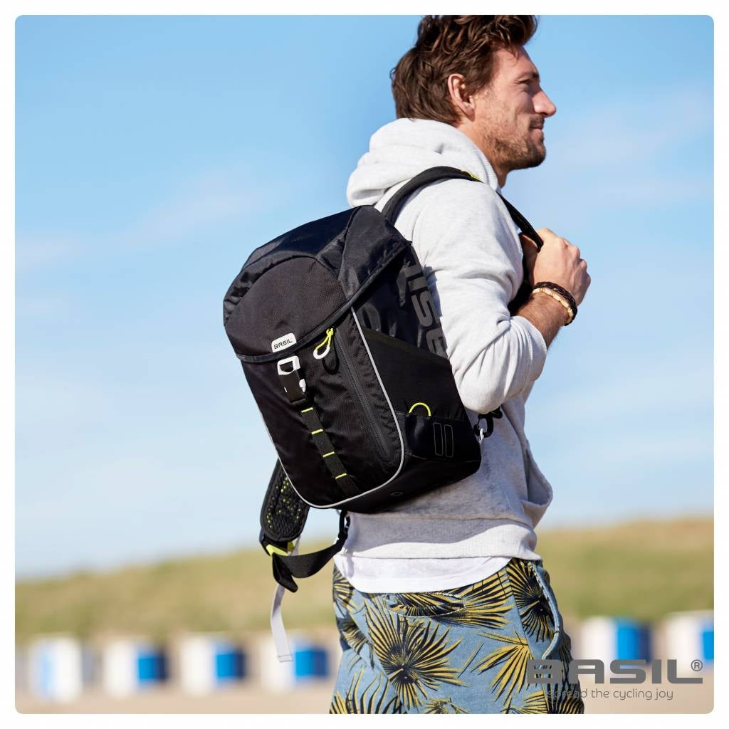 Fietsschoudertas Basil Miles Daypack 16 liter 33 x 17 x 41 cm - zwart/grijs