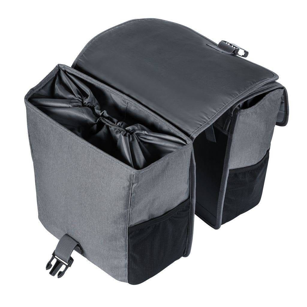 Dubbele fietstas Basil GO Double Bag 32 liter 33 x 16 x 38 cm - grijs