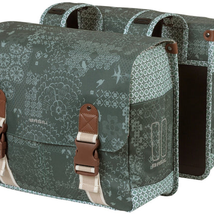 Dubbele fietstas Basil Bohème Carry All 35 liter 37 x 15 x 37 cm - groen