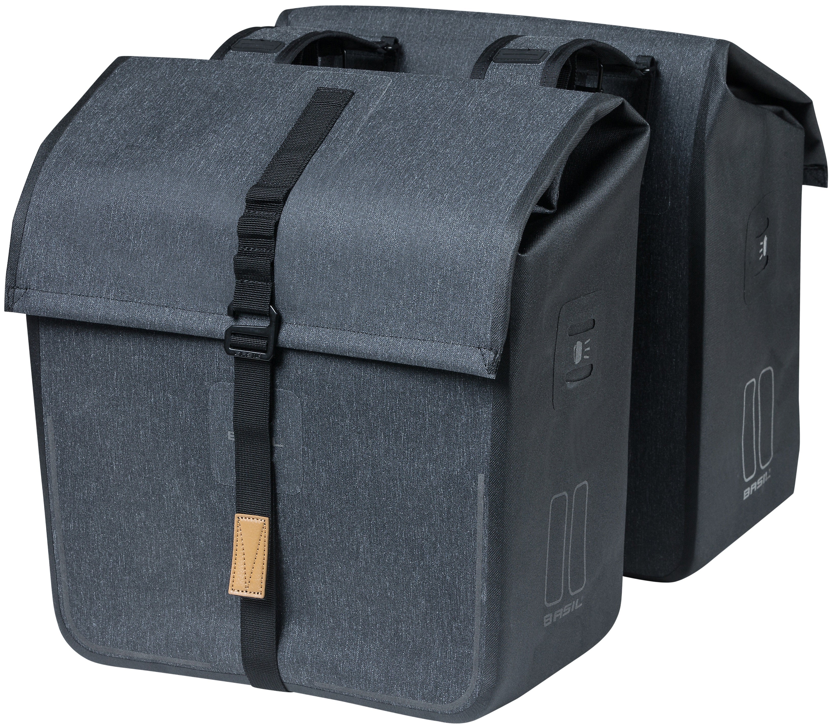 Dubbele fietstas Basil Urban Dry 50 liter 36 x 17 x 42 cm - charcoal melee