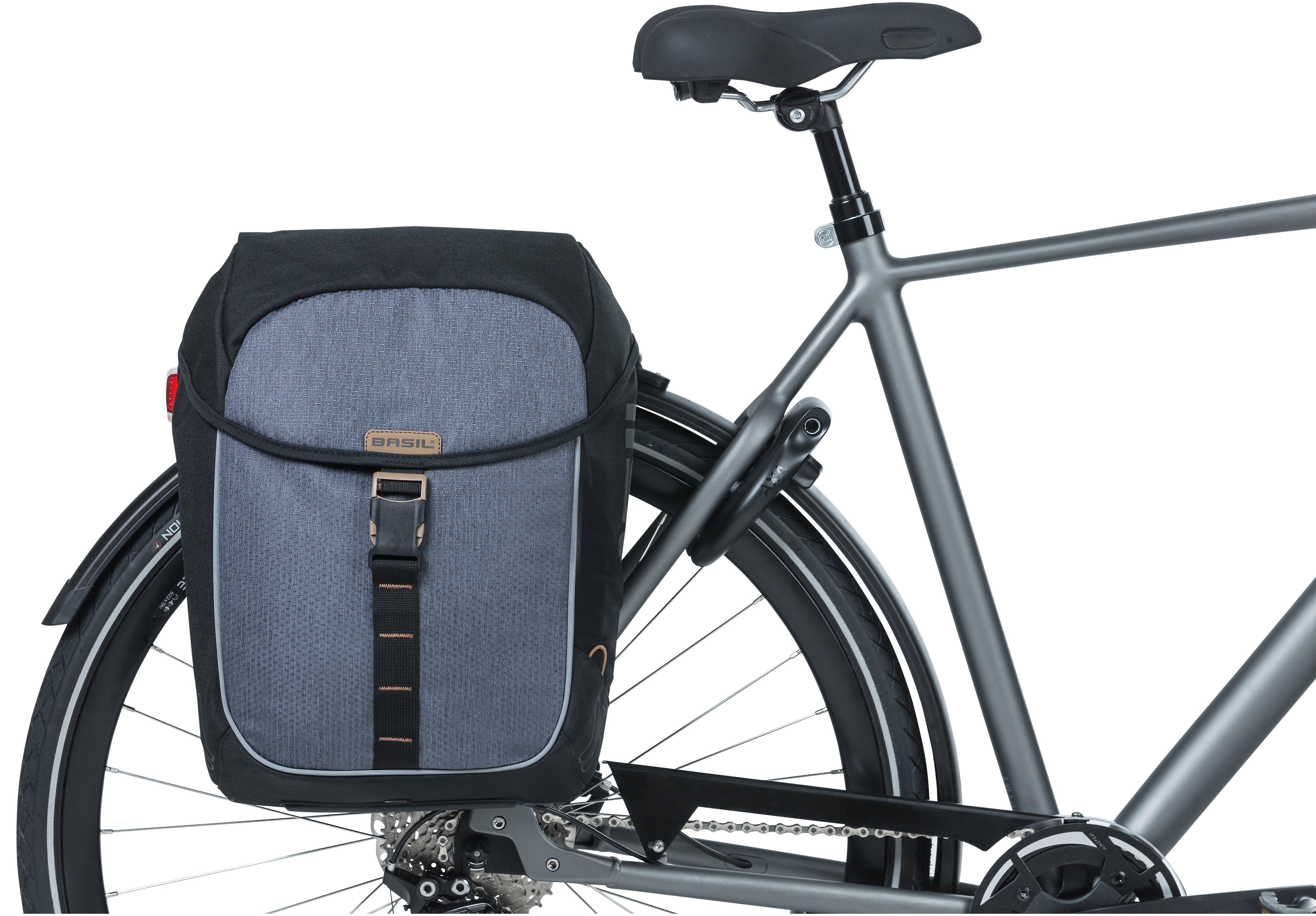 Dubbele fietstas Basil Miles Double Bag MIK 34 liter 34 x 16 x 43 cm - zwart/grijs