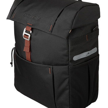 Fietstas Gazelle 18,5 liter 31 x 40 x 15 cm - zwart/bruin