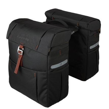 Dubbele fietstas Gazelle met MIK adapter 37 liter 31 x 40 x 15 (2x) - zwart/bruin