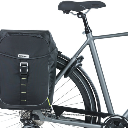 Dubbele fietstas Basil Miles Double Bag MIK 34 liter - zwart/lime