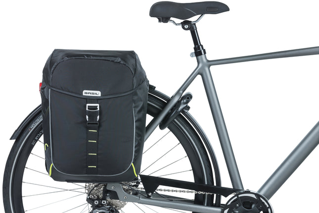 Dubbele fietstas Basil Miles Double Bag MIK 34 liter - zwart/lime