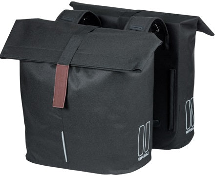 Dubbele fietstas Basil City 28 tot 32 liter 30 x 18 x 49 cm - zwart