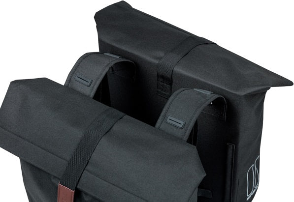 Dubbele fietstas Basil City 28 tot 32 liter 30 x 18 x 49 cm - zwart