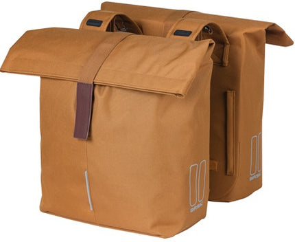 Dubbele fietstas Basil City 28 tot 32 liter 30 x 18 x 49 cm - camel bruin